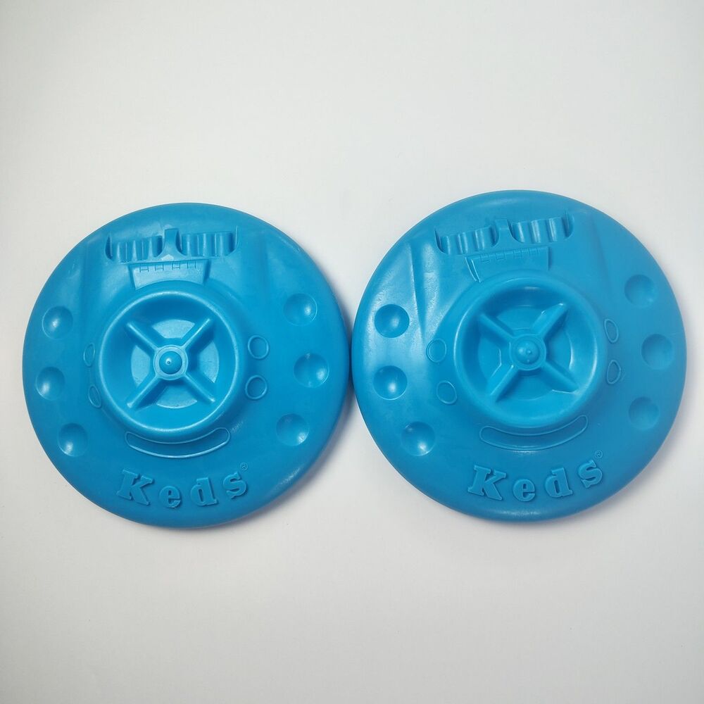 Vintage Keds Flying Saucer Frisbee Disc Toy Blue Plastic Promo Set Of 2